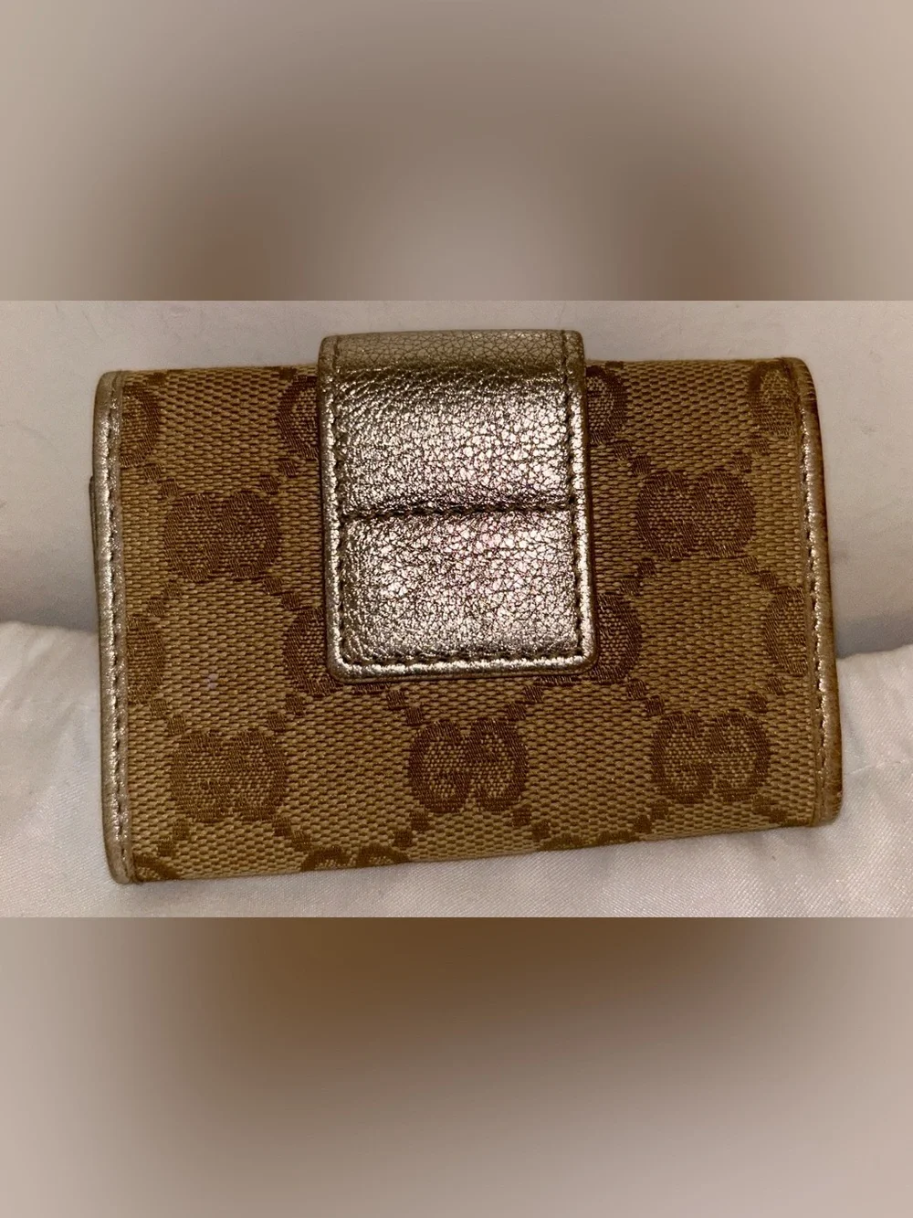 Gucci Key Case with D-Ring, Abbey Line, 141419, Unisex GG Canvas